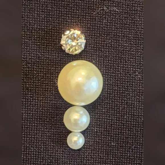 Karl Lagerfield Black Embellished Rhinestones & Faux Pearls Pants Sz 8 - Picture 9 of 12